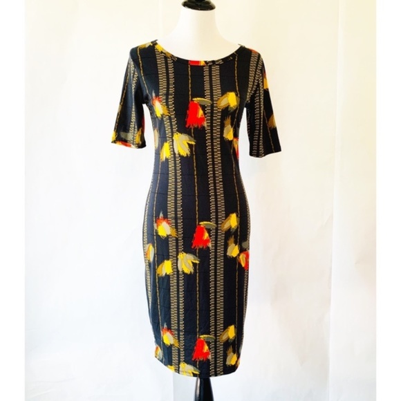 LuLaRoe Navy Red Yellow floral Dress Small - Picture 1 of 7